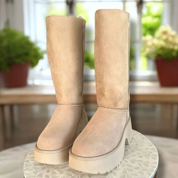 UGG Classic New Heights Cuffable Boot Genuine Shearling Platform Womens Size 9 E - Picture 7 of 14